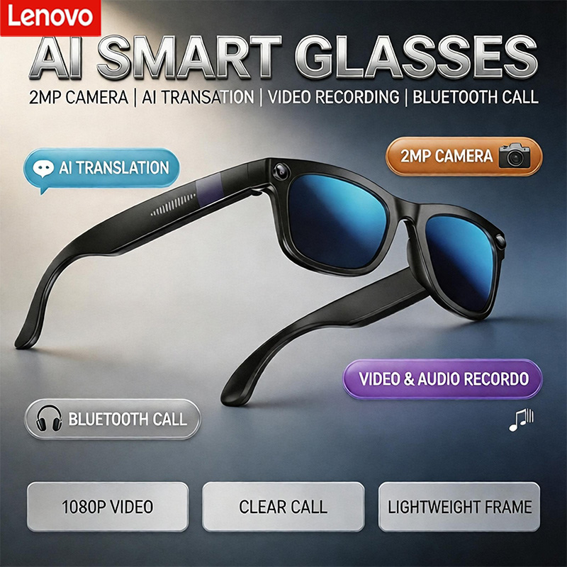 Audio With Music Ai - Lenovo AI Bluetooth Smart-Brille mit 2MP-Kamera,