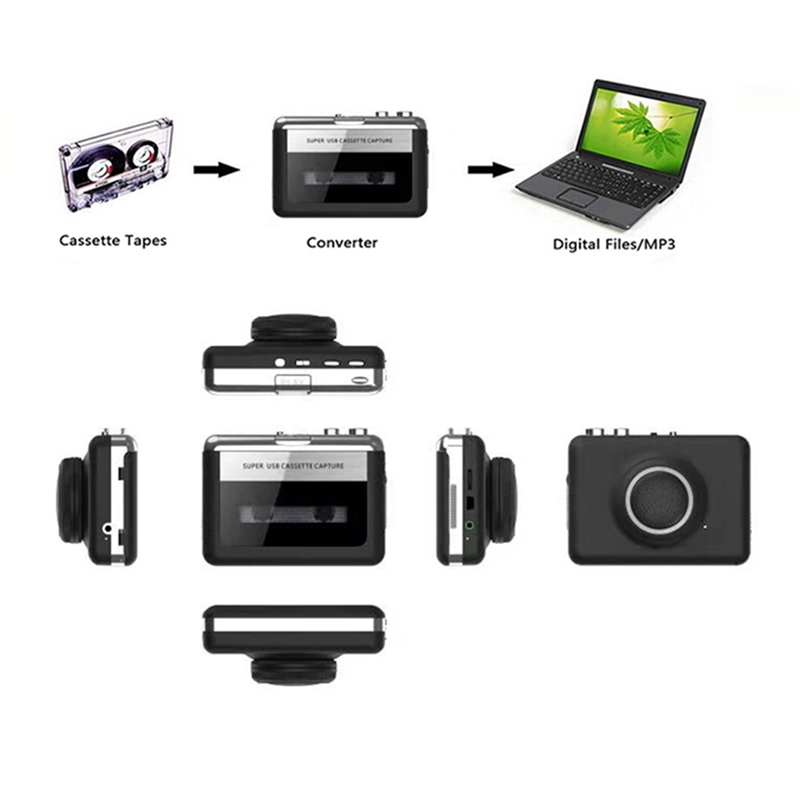 Audio Music Converter To Mp3 - Tragbarer Stereo-USB-Kassettenspieler, Kassetten-zu-MP3-Konverter, Recorder mit Lautsprecher,