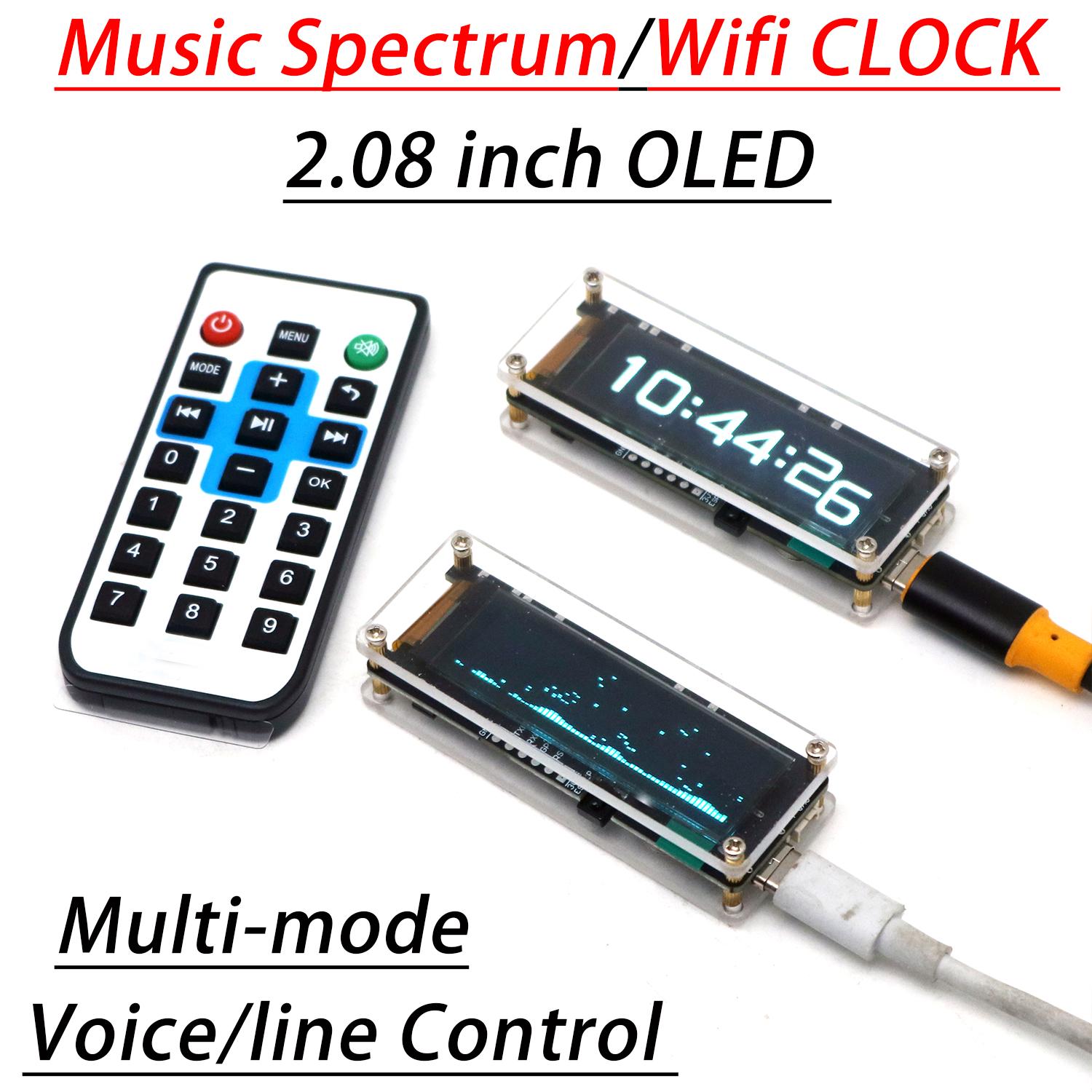 Audio Music Apps - 2,08-Zoll OLED Audio-Musik-Spektrum WLAN-Uhr, Pegelanzeige VU-Meter