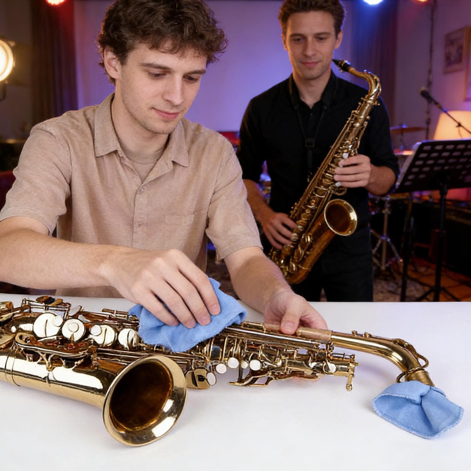 Clarinet Care Kit - Saxophon-Reinigungsset 2-teilig Weiches Saxophon-Pflegewerkzeug Klarinetten-Reinigungstupfer für