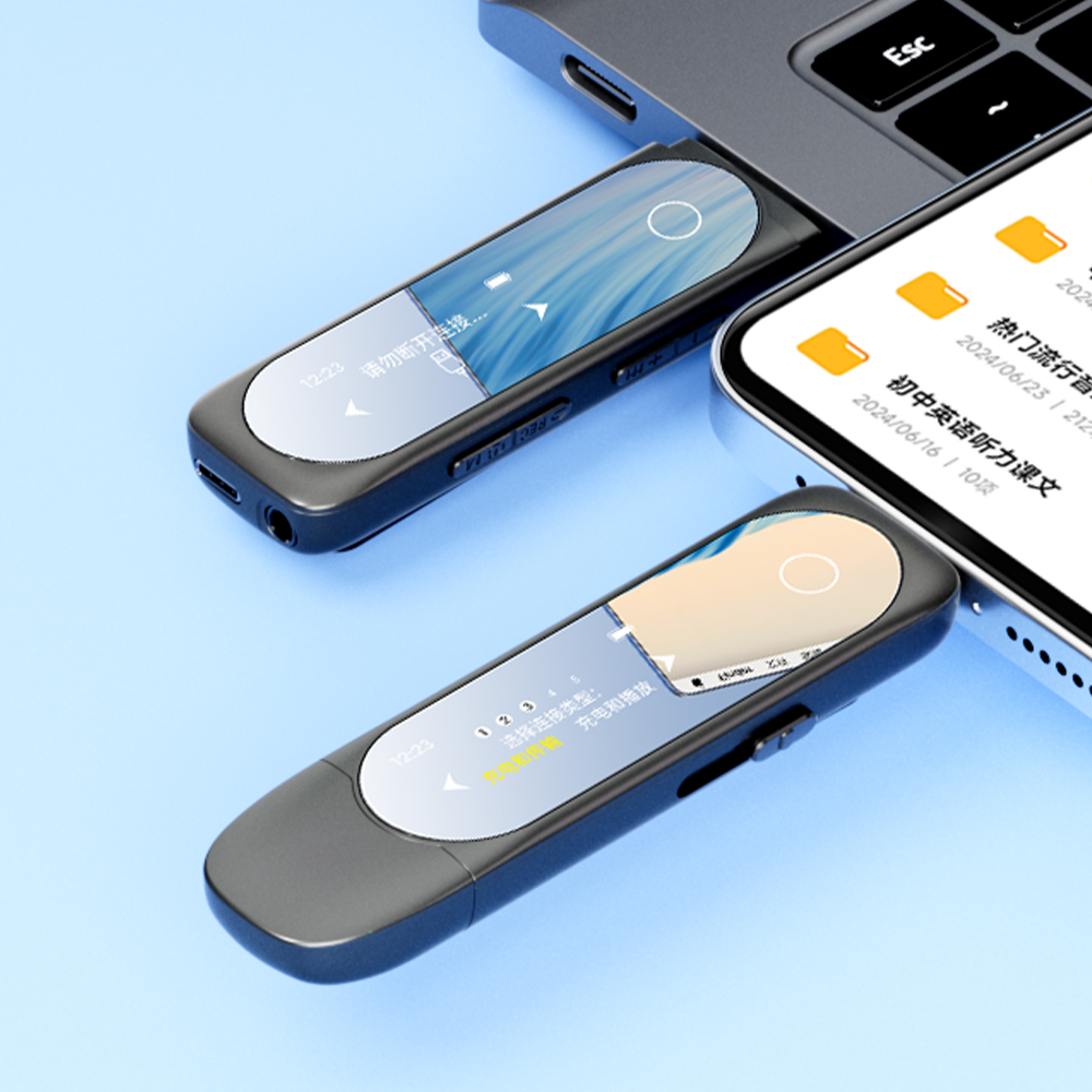 Audio Music Free Download - MP3-Player mit Bluetooth, Typ-C-Clip, USB-A-Doppelstecker, Schnell-Download,
