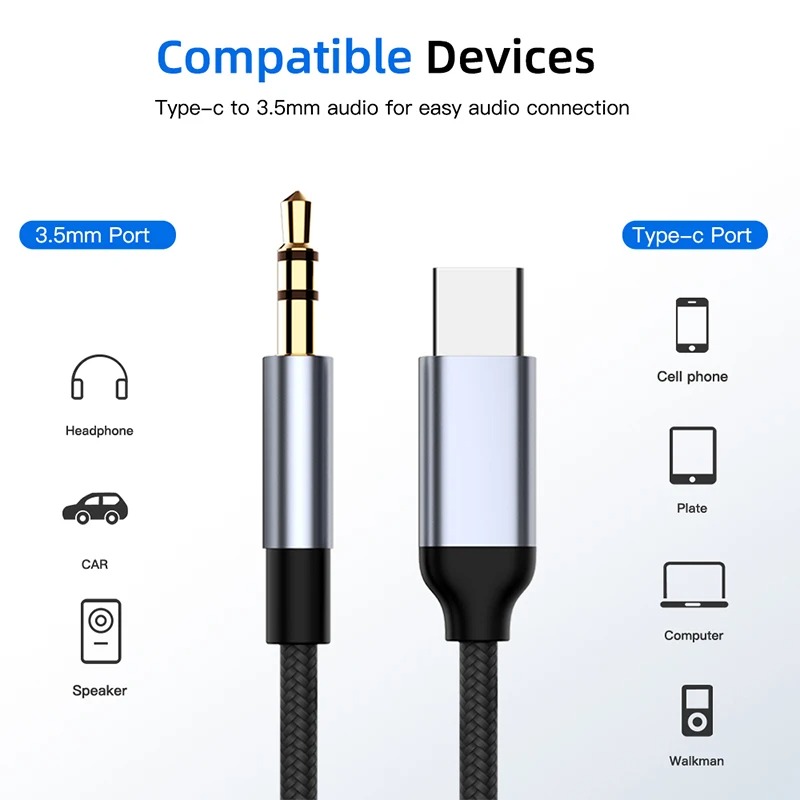 Audio Music Isolator - USB-C auf 3,5-mm-Aux-Audio-Adapter Typ C Kopfhöreranschluss-Kabel