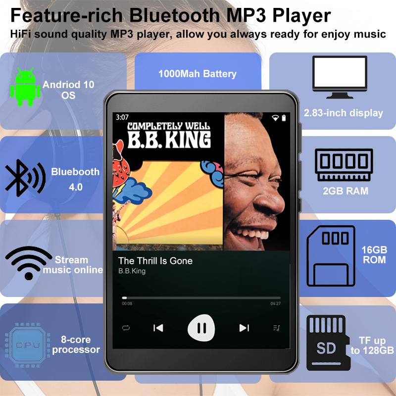Audio Music Free Download - WiFi-MP3-Player Android 10 Spotify Online-Musik-Streamer Bluetooth-Lautsprecher
