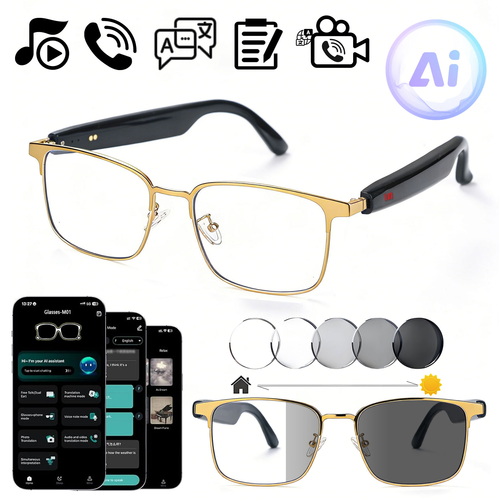 Smarte Audio-Brille, Echtzeit- – Audio Music Apps Bewertung und Preis