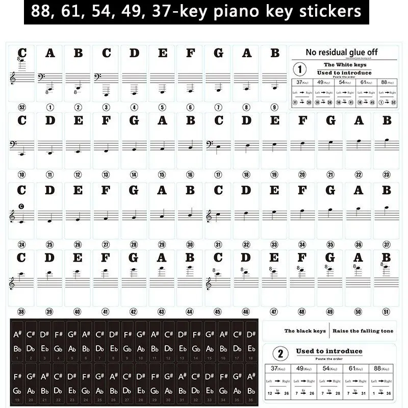 1PC Klavier Training Aufkleber – Keyboard Piano 61 Key Bewertung und Preis