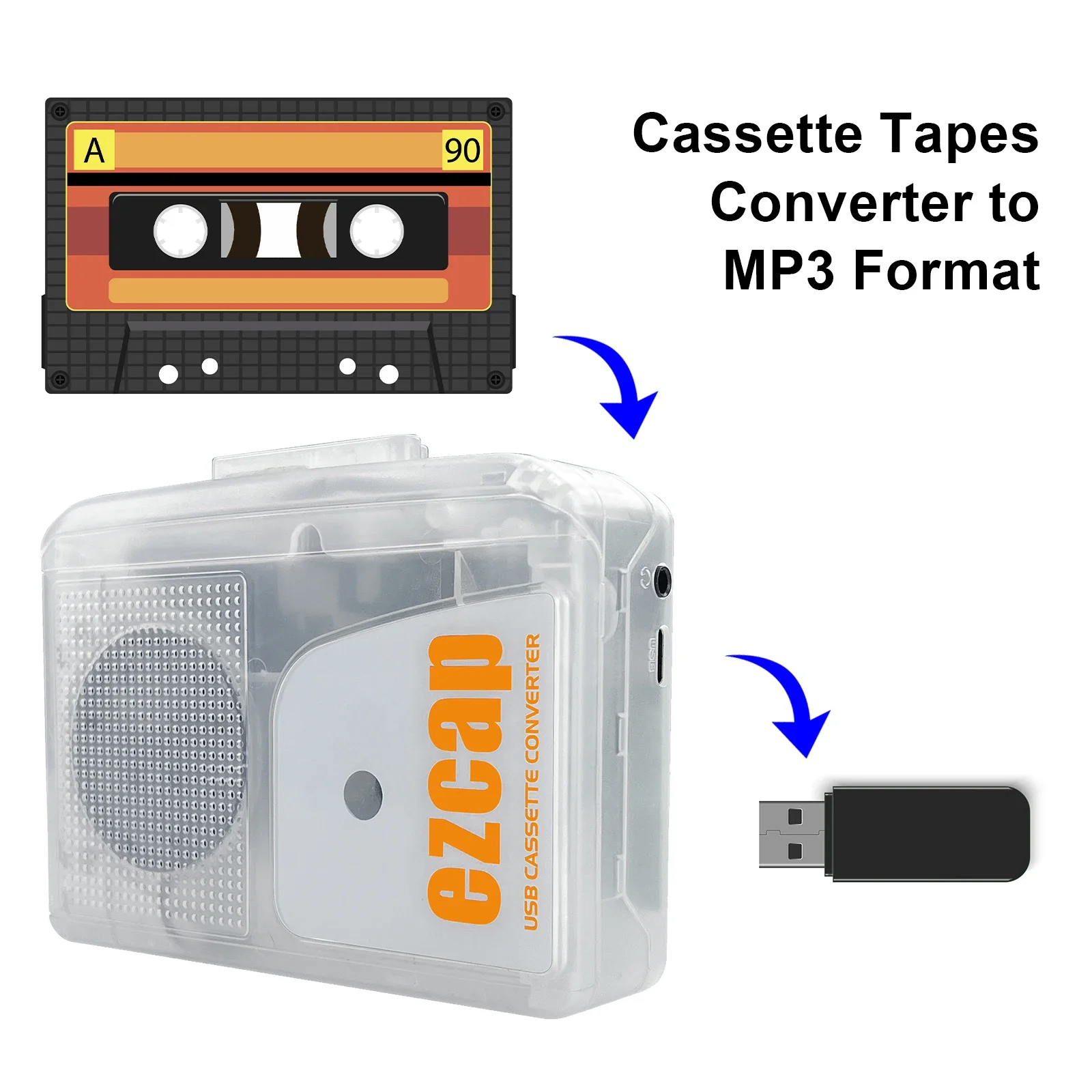 Neuer EZCAP249 USB-Kassettensp – Audio Music Converter To Mp3 Bewertung und Preis