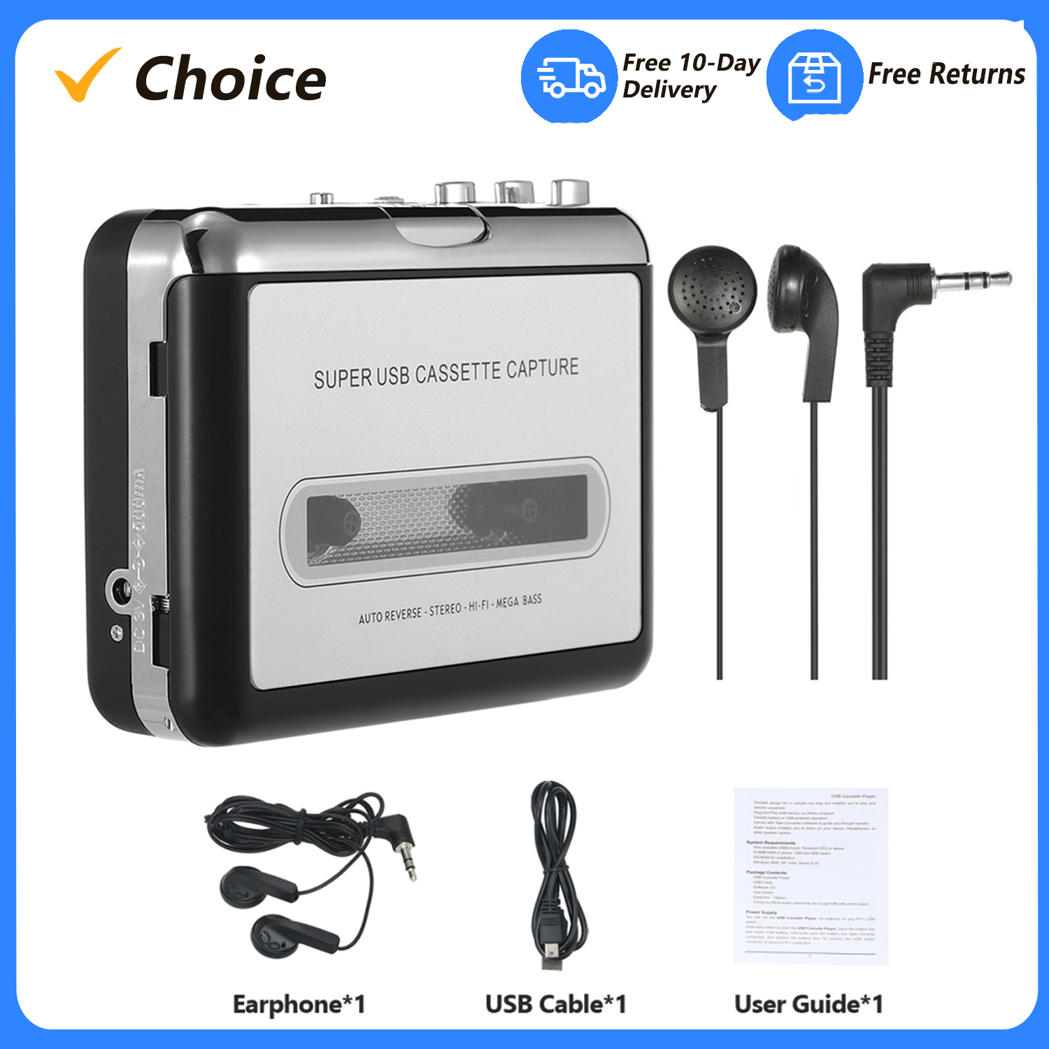 USB-Kassette Capture-Kassette  – Audio Music Converter To Mp3 Bewertung und Preis