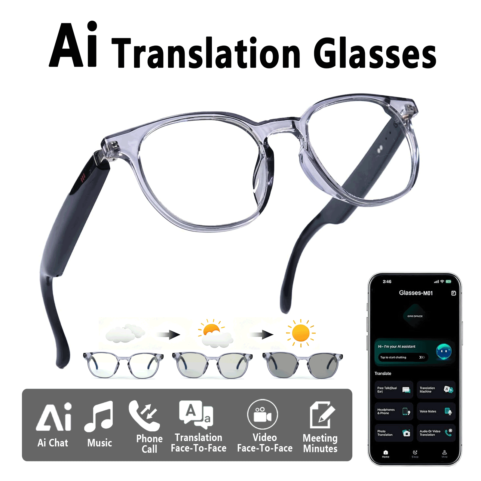 Smarte Audio-Brille, Echtzeit- – Audio Music Apps Bewertung und Preis